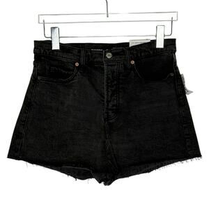 Old Navy 10 Higher High Waisted Button Fly Sky-Hi A-Line Black Jean Shorts NEW